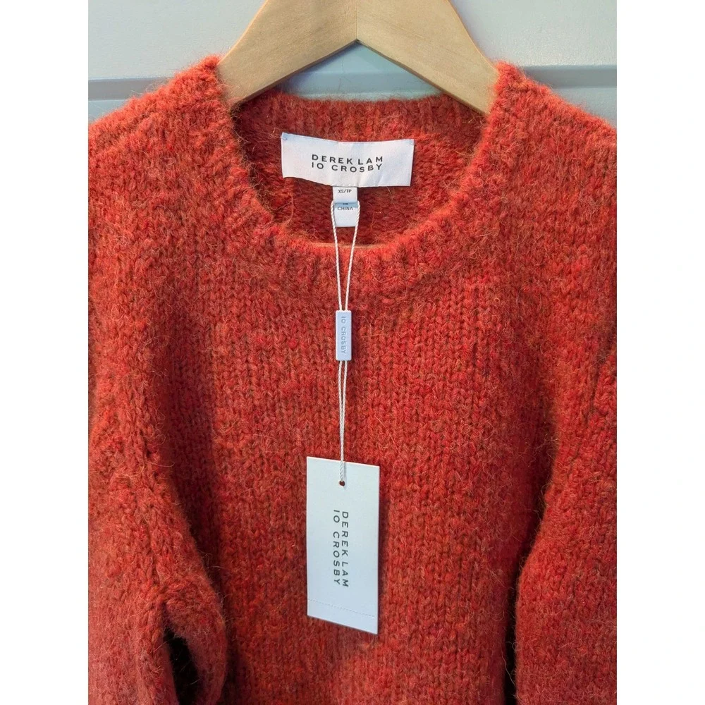 Derek Lam 10 Crosby Orange Puff‎ Sleeve Sweater XS/TP New with Tags - Picture 2 of 11